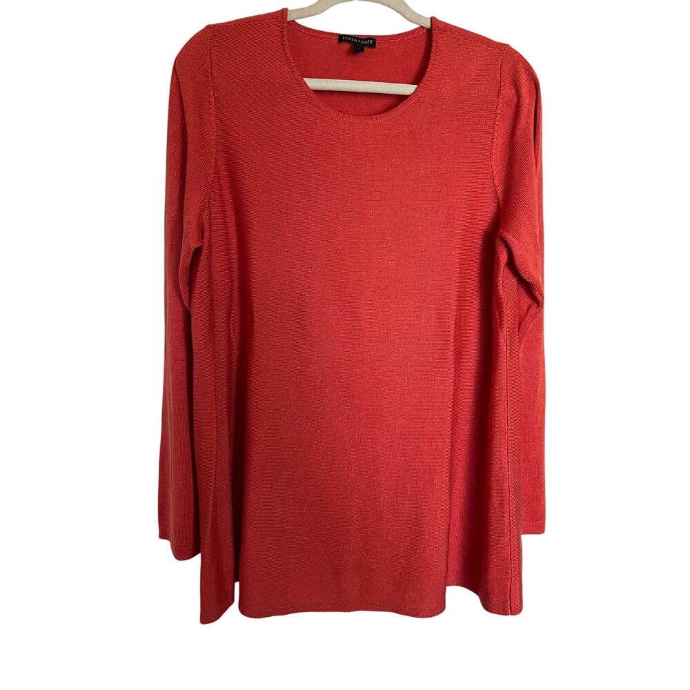 Eileen Fisher | Size L Salmon Sweater Lyocell/Silk Blend Crew Neck